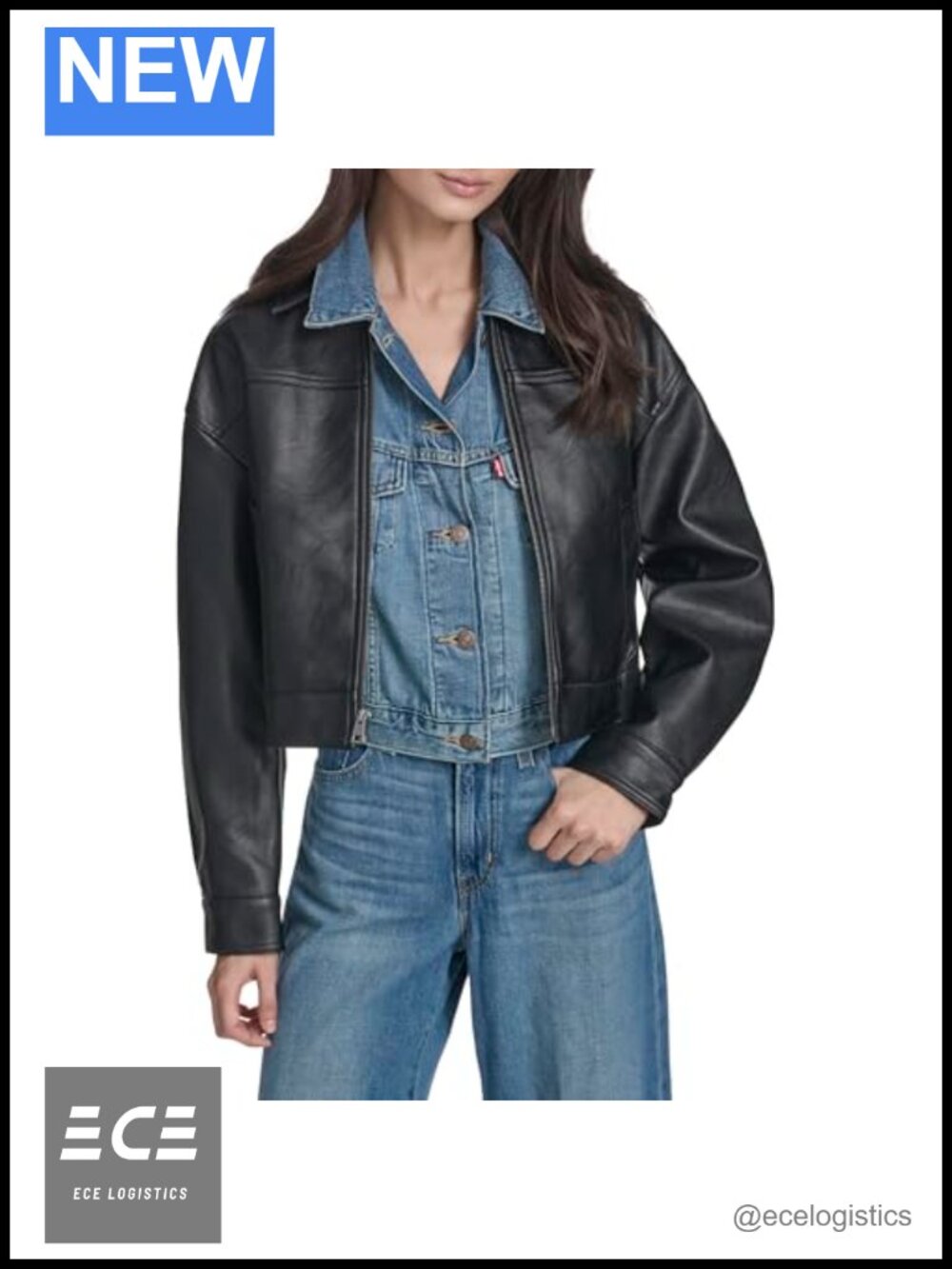 Faux Leather Zip Front Relaxed Fit Jacket
